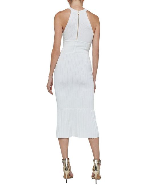 L'Agence White Kimi Pleat Hem Knit Dress