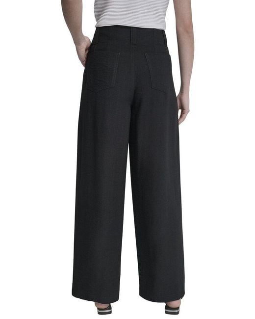 DKNY Black Crinkle Dressing Trouser