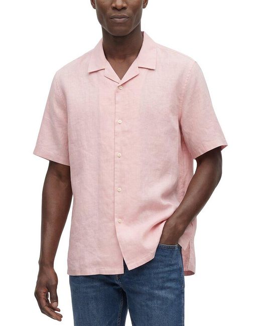 Theory Pink Daze Precise Linen Shirt for men