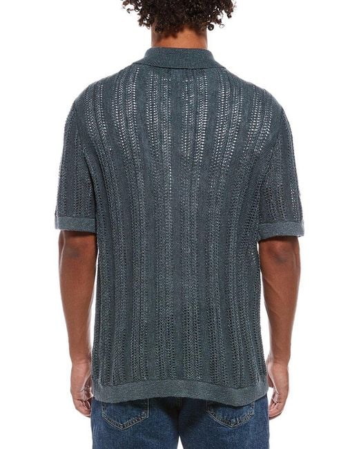 Vince Blue Linen-Blend Cabana Shirt for men