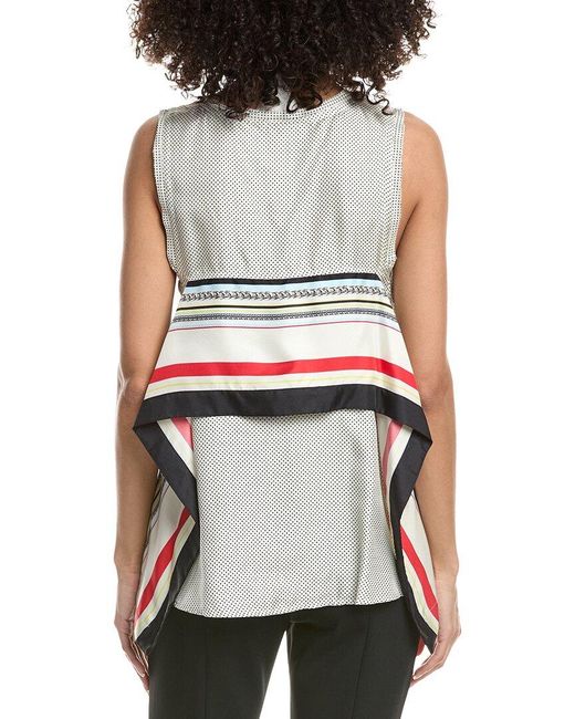 3.1 Phillip Lim Multicolor Ny Liberty Silk Sleeveless Cascade Draped Blouse