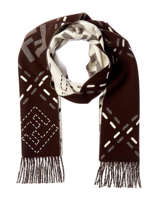 Fendi Brown Dnu Pack Dnu Pack Wool Scarf