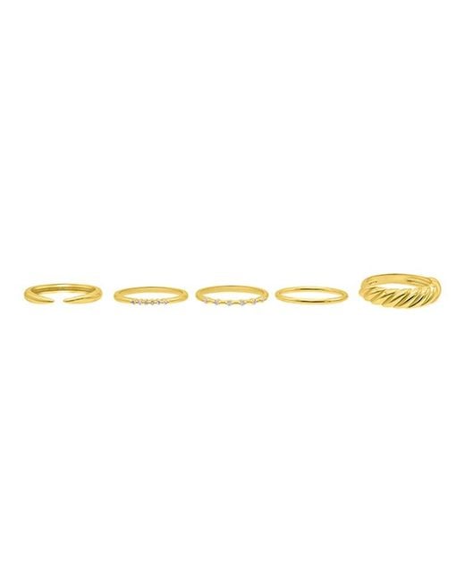 Adornia Metallic 14K Plated Stacking Rings, Set Of 5