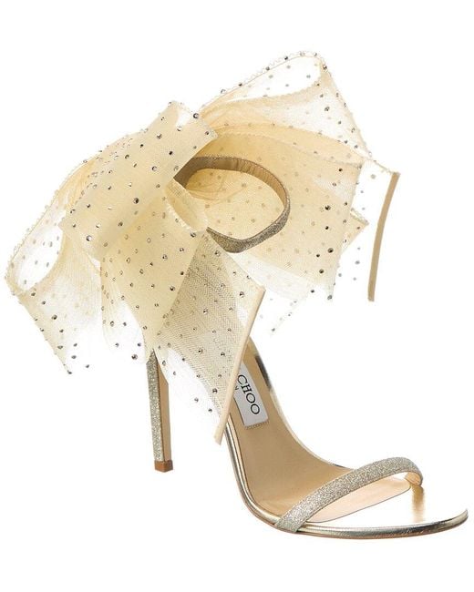 Jimmy Choo White Aveline 100 Glitter Sandal