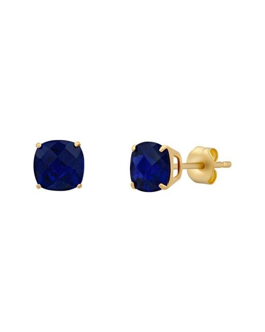 MaxColor Blue 14K 2.10 Ct. Tw. Lab-Grown Created Sapphire Stud Earrings