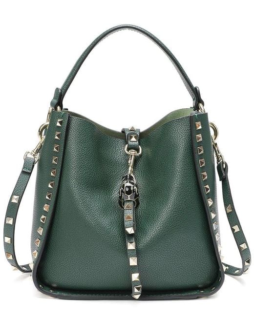 Tiffany & Fred Paris Green Full-Grain Leather Hobo Bag