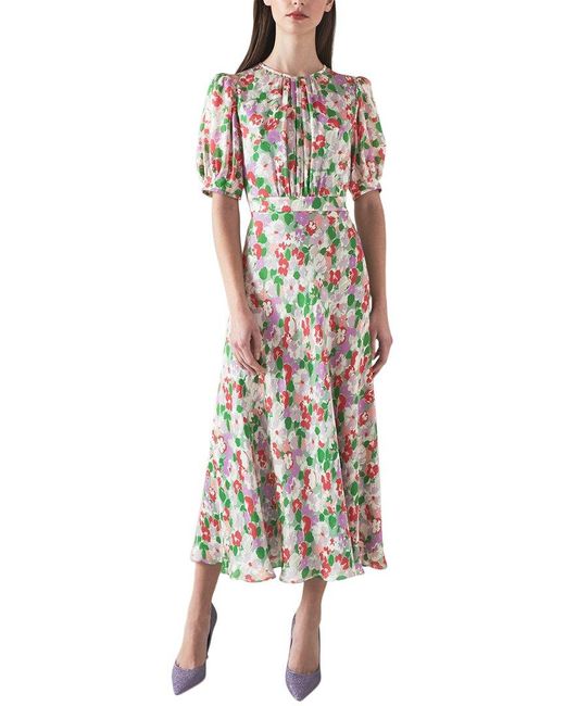 Lk Bennett Green Silk Dress LK Bennett Greca Green Silk Midi Dress