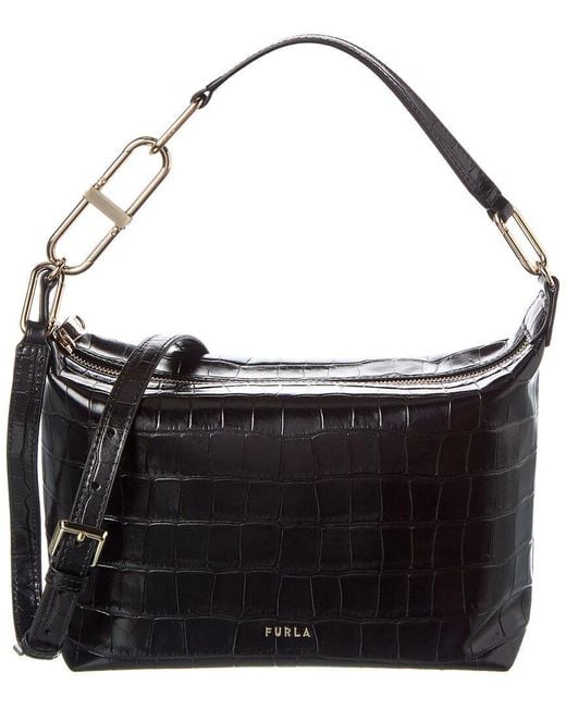 Furla Teia Leather Crossbody in Black | Lyst