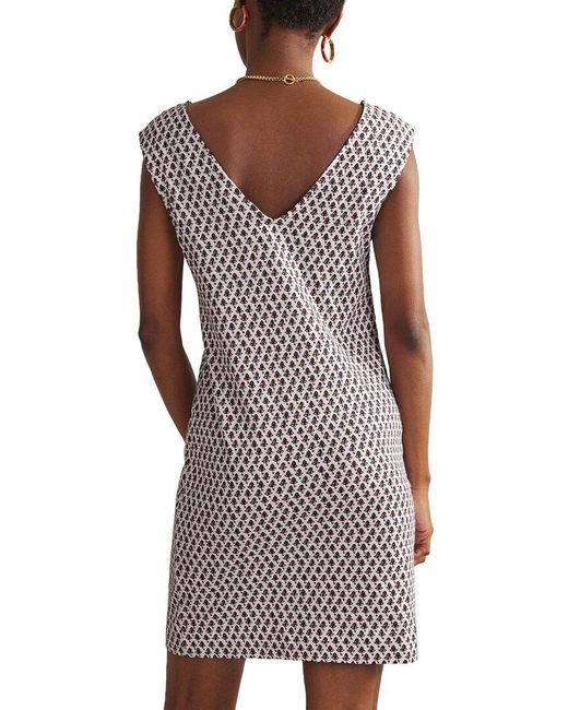 Boden White Sleeveless Jersey Linen-blend Shift Dress