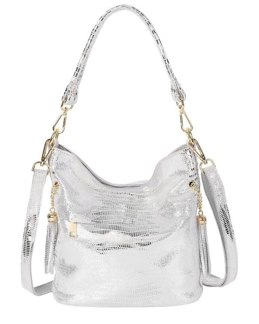 Tiffany & Fred Paris Gray Leather Hobo Bag