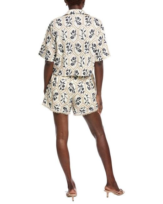 ANNA KAY Blue Rumper Cafornian 2Pc Button Front Top And Short Set