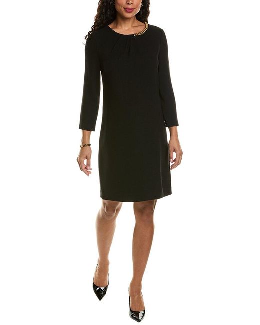 Tahari Black Chain Trim Shift Dress