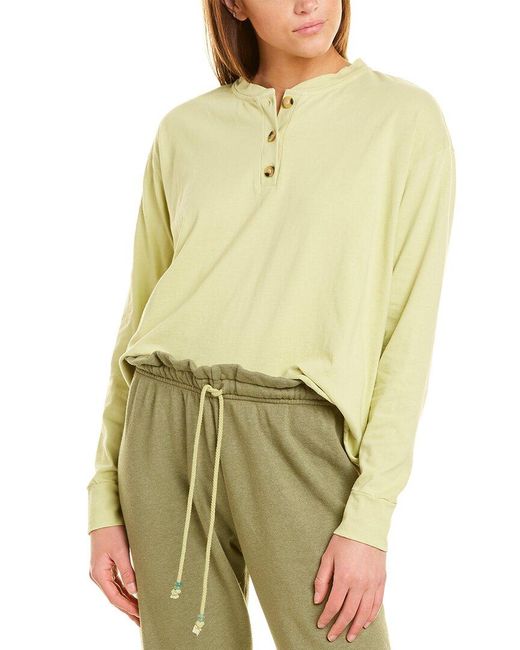 DONNI. Green Henley V-neck Sweater
