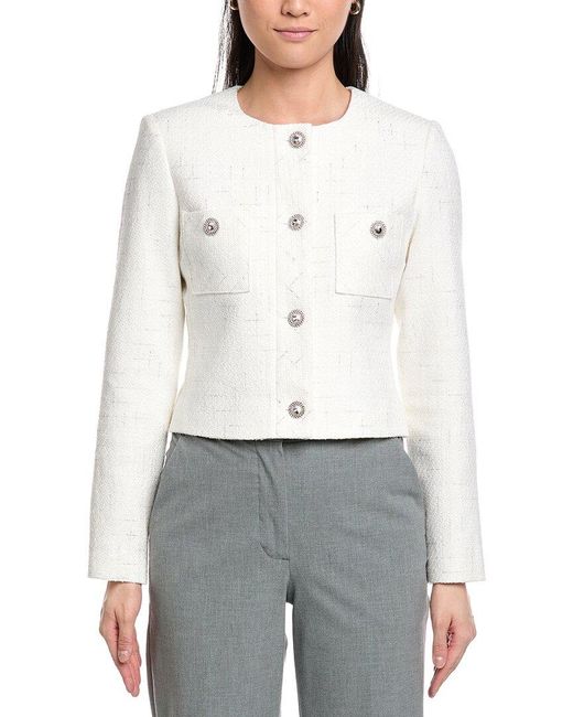 St. John White Collarless Boxy Jacket