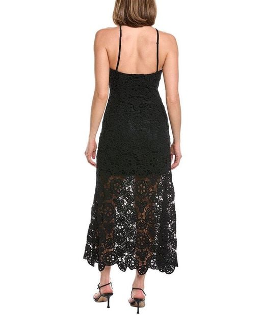 AMUR Black Crochet Midi Dress
