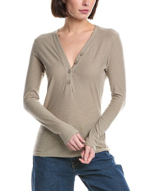 James Perse Gray Jersey Henley Top