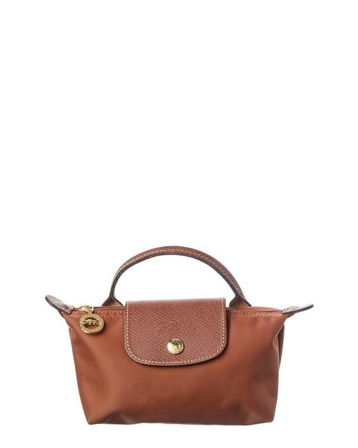 Longchamp Brown Le Pliage Canvas Pochette