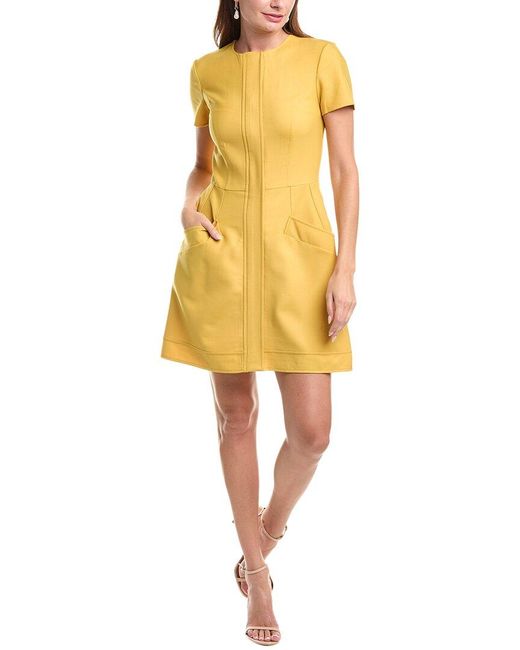 Oscar de la Renta Yellow Wool & Silk-Blend Mini Dress