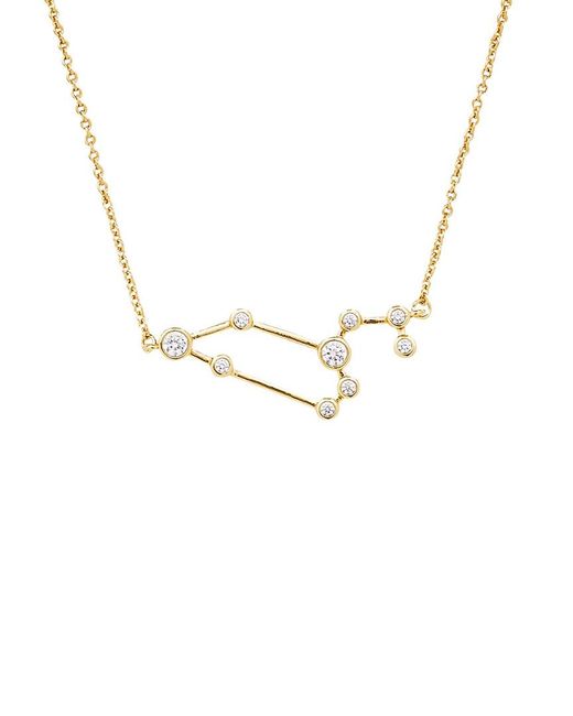 Sterling Forever Metallic When Stars Align Constellation Sign 14K Plated Cz Necklace