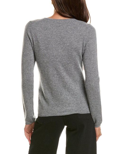 InCashmere Gray Basic V-Neck 100% Cashmere Sweater