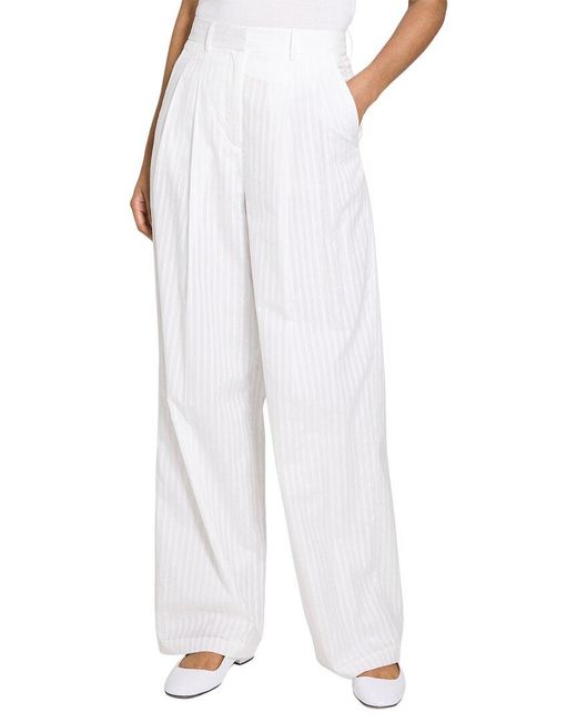 Theory White Double Pleat Pant