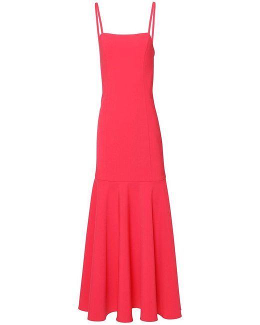 Carolina Herrera Red Spaghetti Strap A-Line Midi Dress