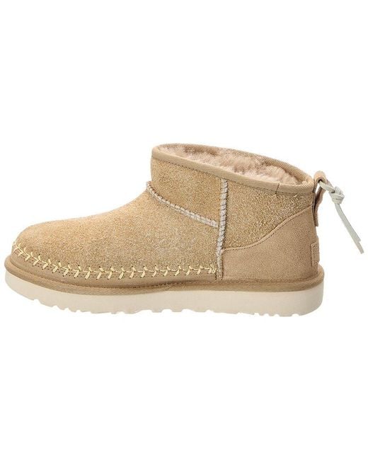 Ugg Natural W Classic Ultra Mini Biarritz Suede Bootie