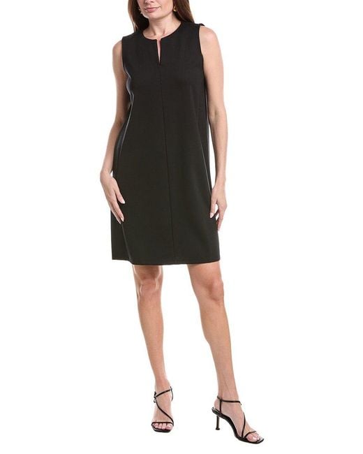 Eileen Fisher Black Split Neck Shift Dress