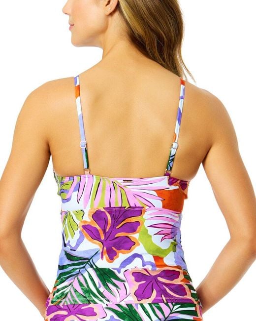 Anne Cole Purple Hidden U/W Drape Front Tankini