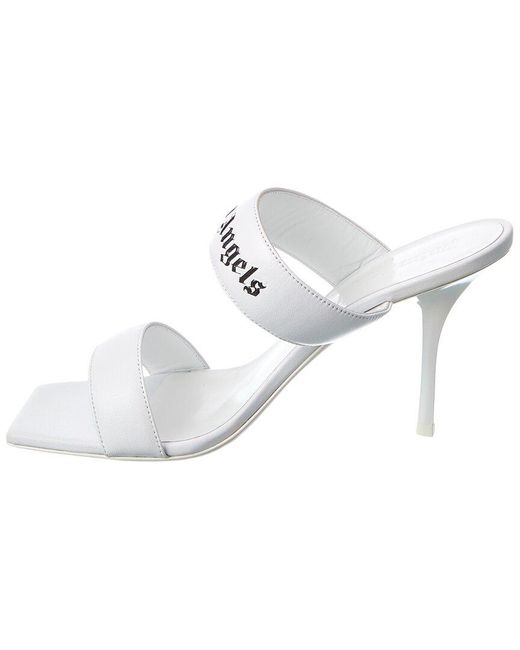 Palm Angels White Logo Band Leather Sandal