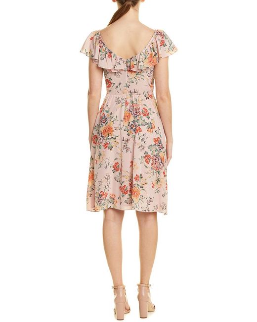 Rebecca Taylor Floral Ruffle Silk A-line Dress in Pink - Save 50% - Lyst