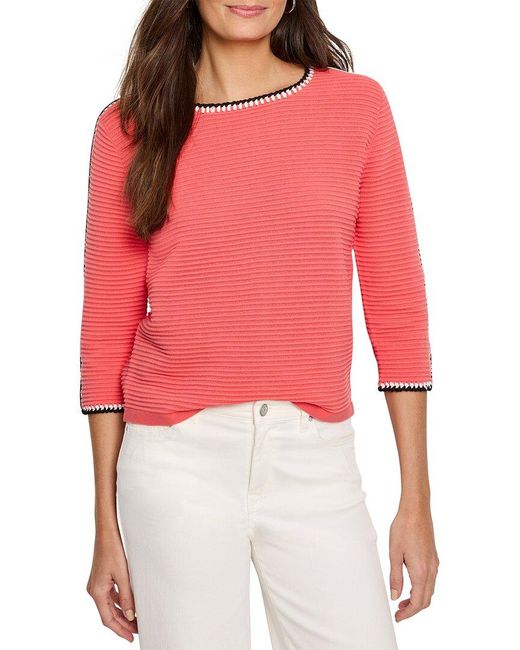 NIC+ZOE Red Ottoman Stitched Sweater