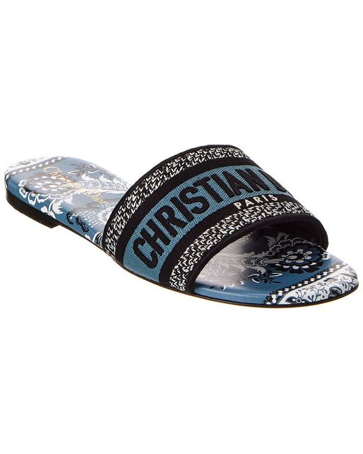 Dior Blue Dway Canvas & Leather Sandal