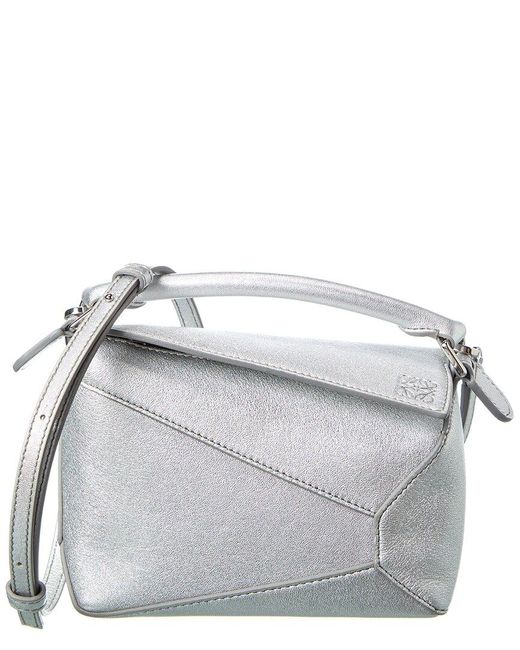 Loewe Gray Puzzle Mini Leather Shoulder Bag