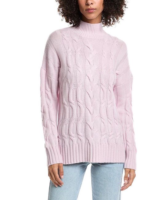 Forte Pink Luxe Wool & Cashmere-Blend Cable Sweater
