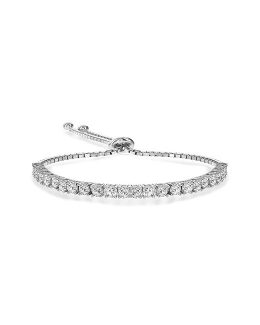Genevive Jewelry White 14k Plated & Silver Cz Bolo Bracelet
