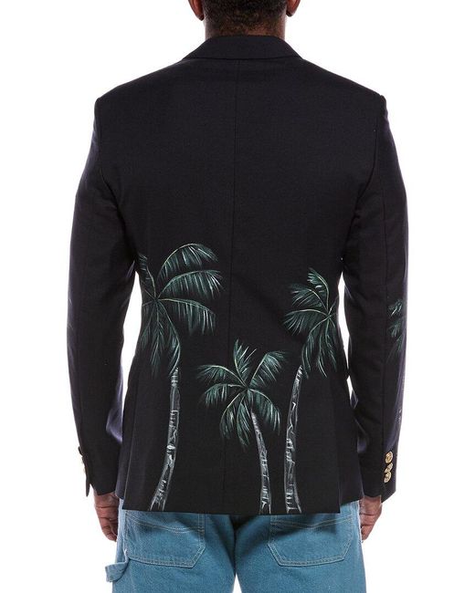 Palm Angels Black Printed Blazer for men