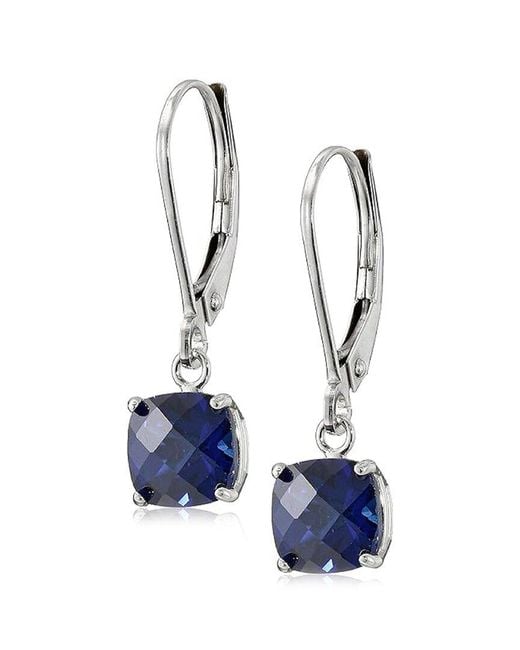 MaxColor 10k 2.10 Ct. Tw. Lab-grown Blue Sapphire Earrings