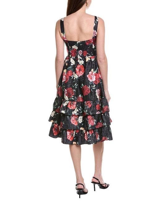 Gracia Floral Sweetheart Sleeveless Tiered A-Line Dress