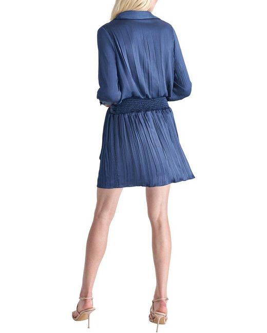 DKNY Blue Crinkle Tie Dress