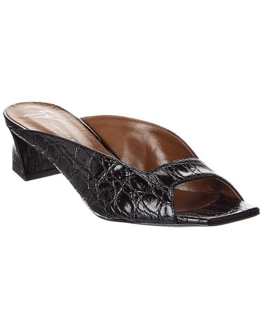 Giuseppe Zanotti Brown Mya 45 Croc-Embossed Leather Sandal