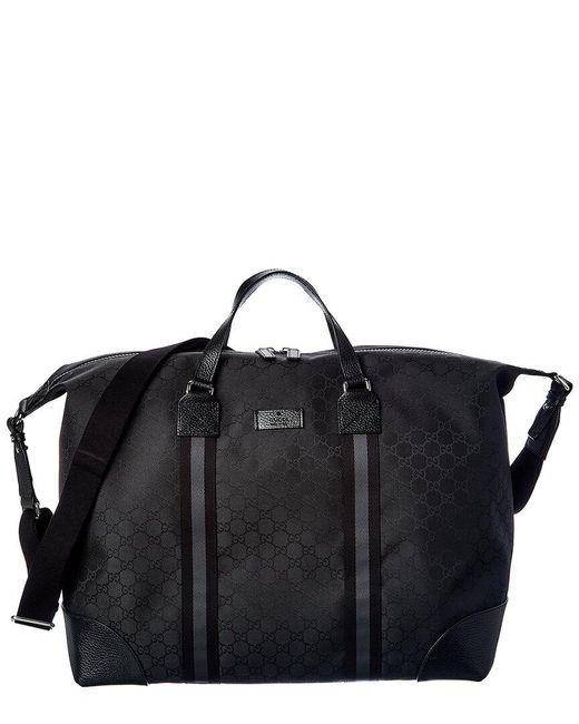 Gucci Black GG Canvas & Leather Duffel Bag