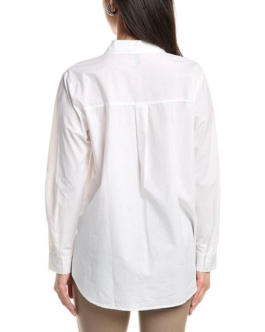 Eileen Fisher White Classic Collar Long Shirt