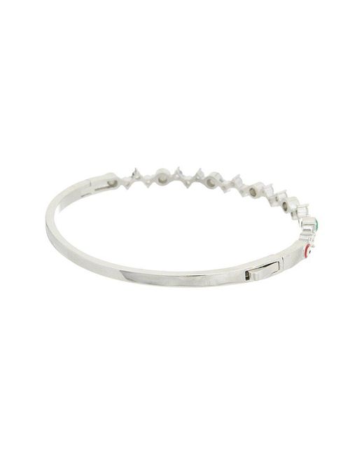 Juvell White Lab-Grown Enamel Cz Evil Eye Bangle Bracelet