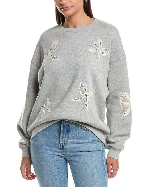 Vintage Havana Gray Lace Insert Fleece Crewneck Sweatshirt