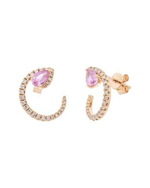 Maitre De Diamant Pink 18K 0.80 Ct. Tw. Diamond & Sapphire Reef Earrings