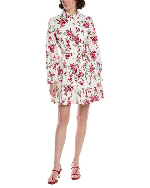 Cece Collared Button-Down Ruffle Hem Mini Dress