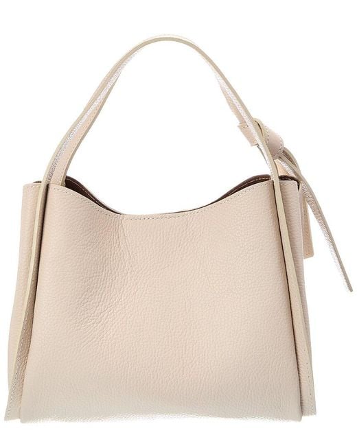 Italian Leather Natural Athena Leather Top Handle Bag