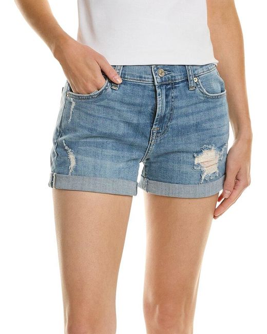 7 For All Mankind Blue Farrah Mid-roll Short