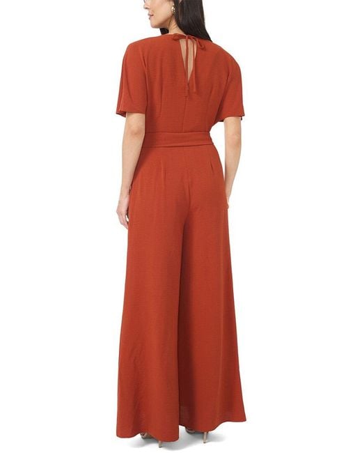 Vince Camuto Red Plunge V Neck Maxi Jumpsuit
